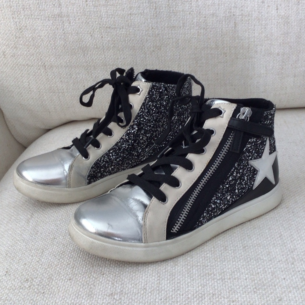 Nina Kids Sneakers - Black and Silver Sparkle